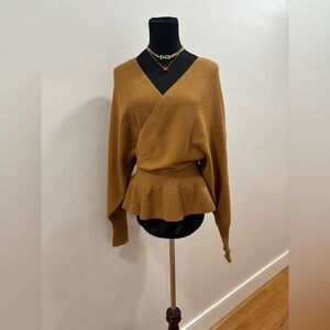 113. J.Roberts Elegant Brown Wrap Sweater